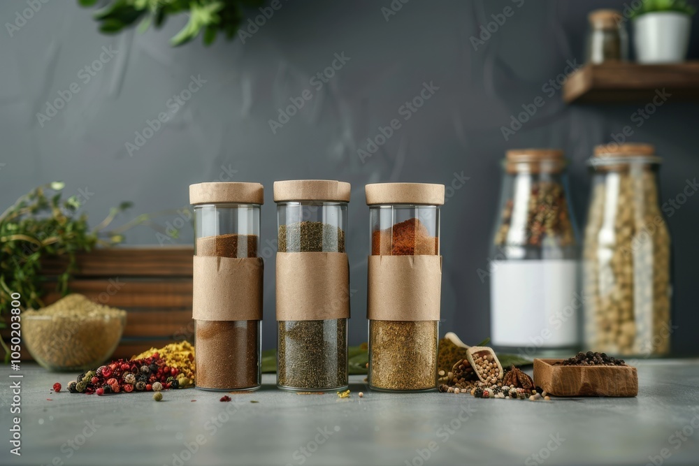 Premium Spice Jars Mockup for Packaging Design Premium Spice Jars Mockup for Packaging Design