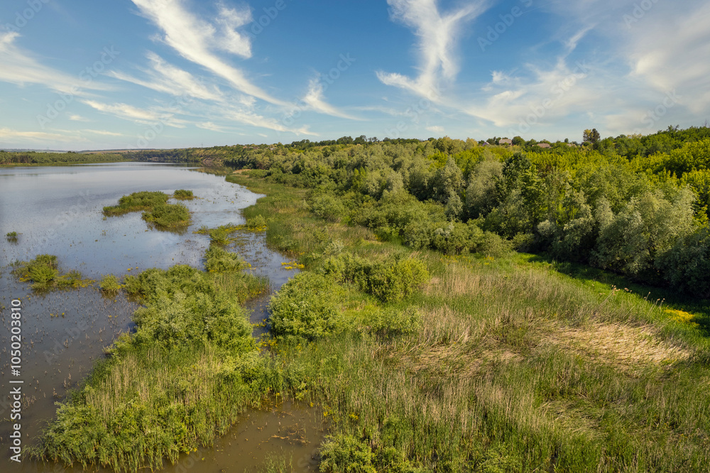 Fototapeta premium River Dniester landscape in Ukraine.
