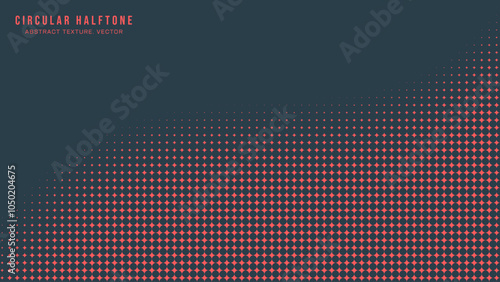 Circular Halftone Pattern Smooth Curved Border Vector Red Black Harmonic Abstract Background. Modern Minimalistic Art Half Tone Graphics Wavy Line. Retro Futuristic Sci-Fi Technology Art Illustration