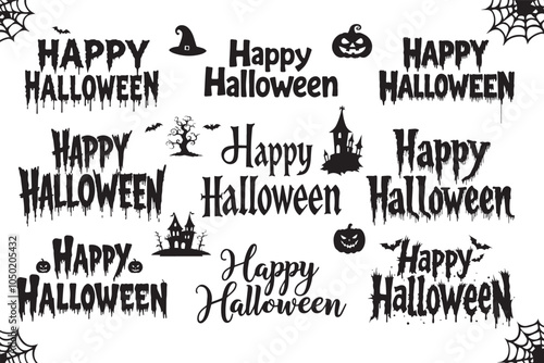 Halloween texHappy Halloween Calligraphic Lettering. Vector Illustrationt photo