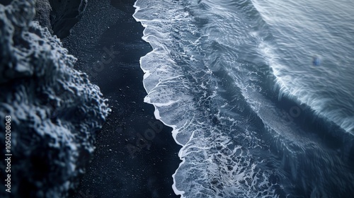 Breathtaking black sand beach along iceland s dramatic coastline with majestic atlantic waves photo