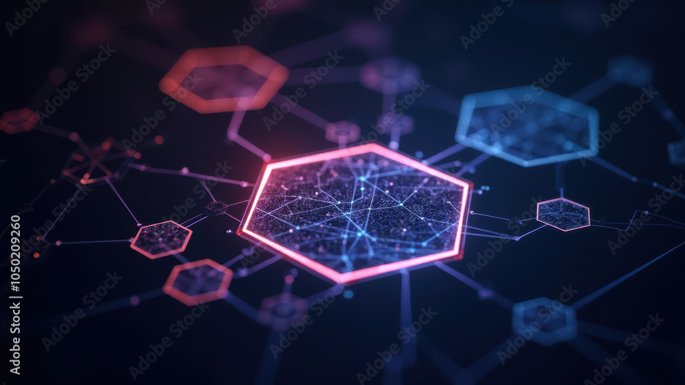 Obraz premium Illustration of a complex digital network with vibrant colors.