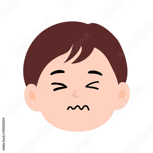 brown hair kawaii boys on different exspression design element stock. kawaii emoticon