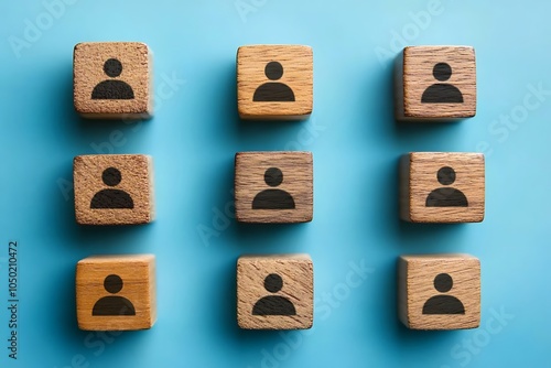 Wooden Blocks Grid with People Symbols - Team, Community, and Collaboration photo