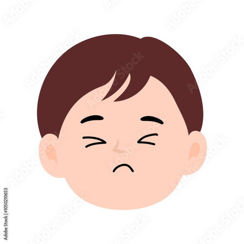 brown hair kawaii boys on different exspression design element stock. kawaii emoticon