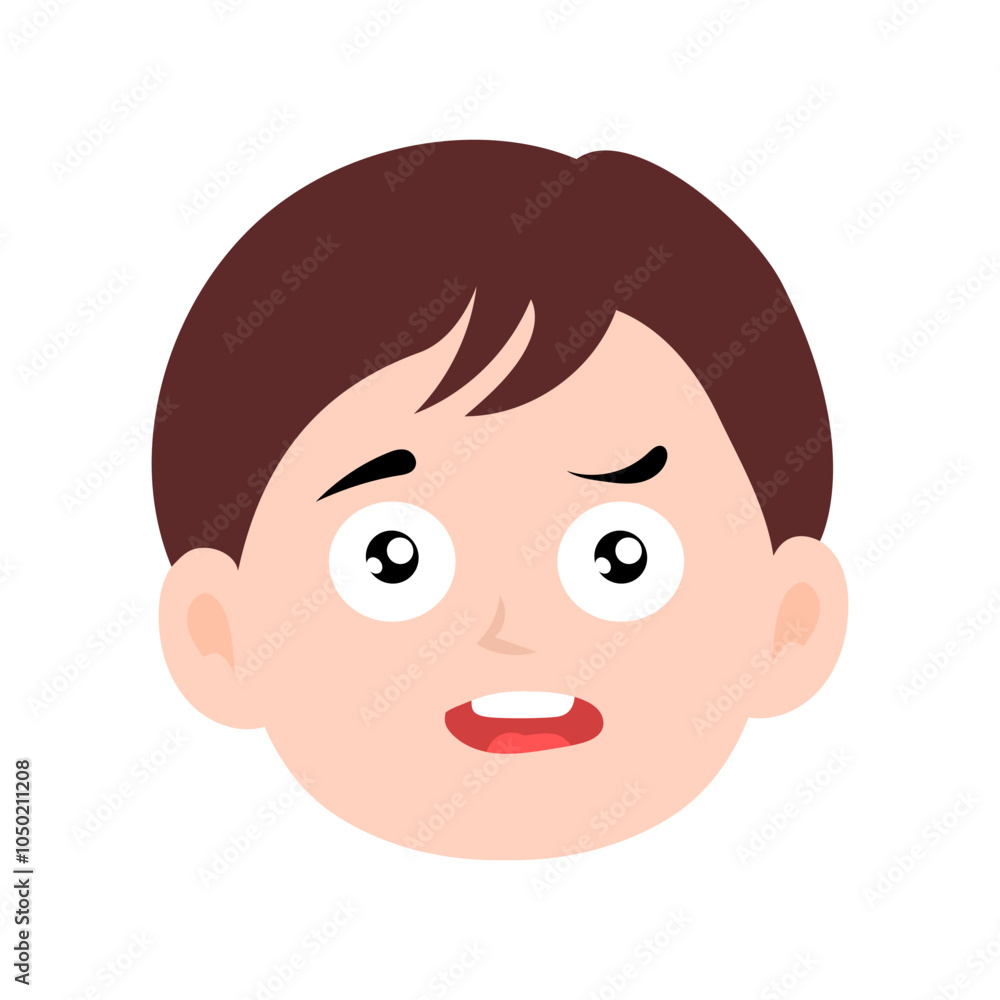 brown hair kawaii boys on different exspression design element stock. kawaii emoticon