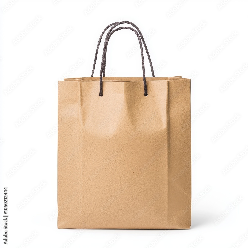 A classic brown paper shopping bag with sturdy handles, ideal for eco-friendly shopping. A classic brown paper shopping bag with sturdy handles, ideal for eco-friendly shopping.