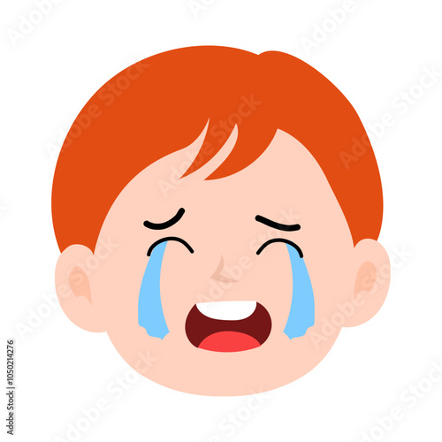 Cartoon kids with orange hair variant expression design element stock