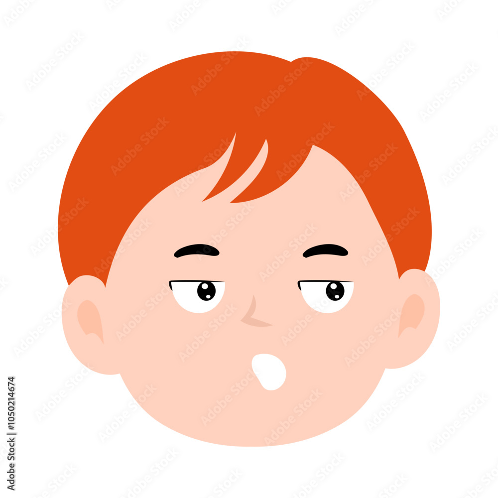Cartoon kids with orange hair variant expression design element stock Cartoon kids with orange hair variant expression design element stock