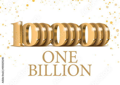 Anniversary or event one billion. gold 3d numbers. Poster template for Celebrating 1000000000th likes or folovers or subscribers event party. Vector illustration