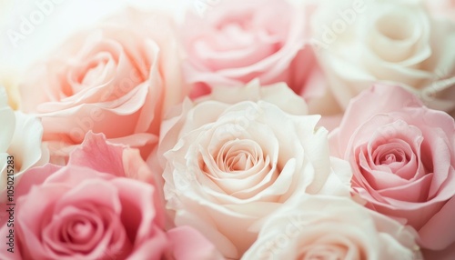 A beautiful arrangement of soft pastel roses showcasing shades of pink and white, perfect for celebrations, weddings, and romantic occasions.