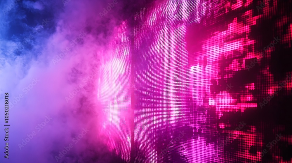 Obraz premium Pastel gradient pixel texture with neon tones and static tv display effect