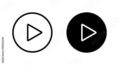 Free Download Play button line icon on black circle. Streaming video sign symbol - GFXLoad