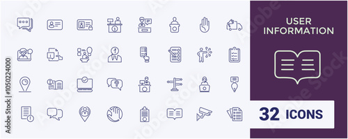 Information icon pack. Contains such icons as news, information, inquiry, instruction, email, data and more. Simple web icons. Editable stroke. Vector illustration.