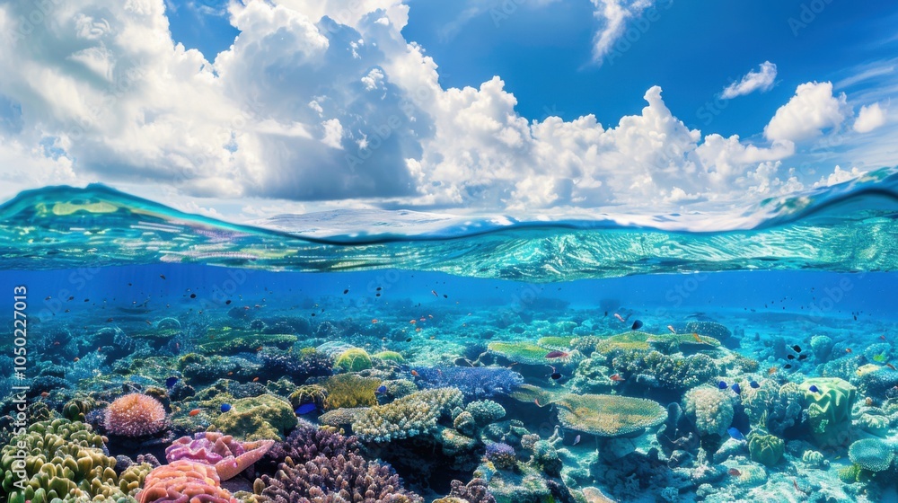 A captivating view of the Maldives�� coral reefs with colorful marine life and crystal-clear waters, underwater setting with vivid marine beauty, Marine style A captivating view of the Maldives�� coral reefs with colorful marine life and crystal-clear waters, underwater setting with vivid marine beauty, Marine style