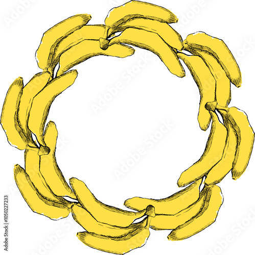 Banana fruit label design, vector circle round frame design for packaging standup pouch editable print ready vector template file illustration download
