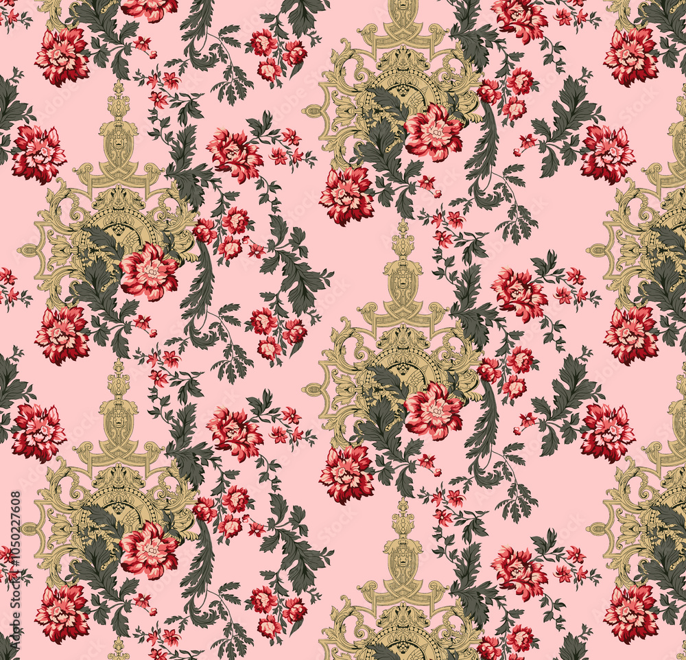 seamless beautiful wallpaper cards all over design floral leaf vintage ornament Victorian ethnic geometric print paisley