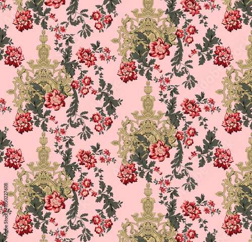 Obraz na płótnie seamless beautiful wallpaper cards all over design floral leaf vintage ornament Victorian ethnic geometric print paisley w salonie
