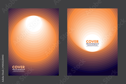 Vector abstract background cover design featuring vibrant circular gradient patterns, blending smoothly from dark purple to orange. Ideal for cover or background, providing a modern and eye catching