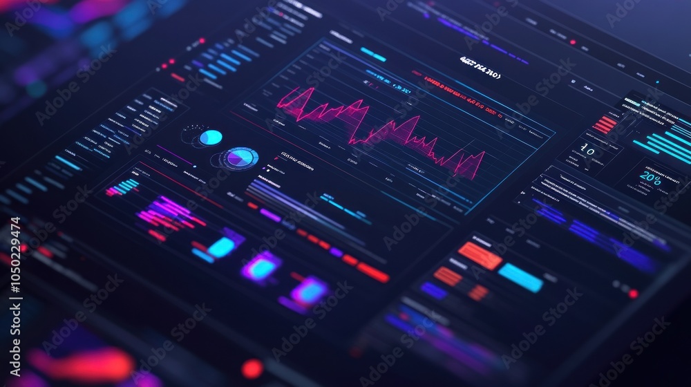 Digital Dashboard Displaying Data Analytics and Trends Digital Dashboard Displaying Data Analytics and Trends