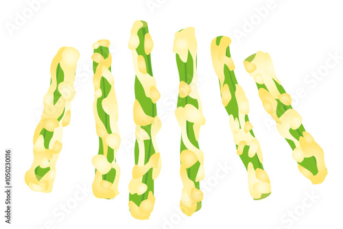 美味しいそうなインゲン豆の天ぷらイラストセット