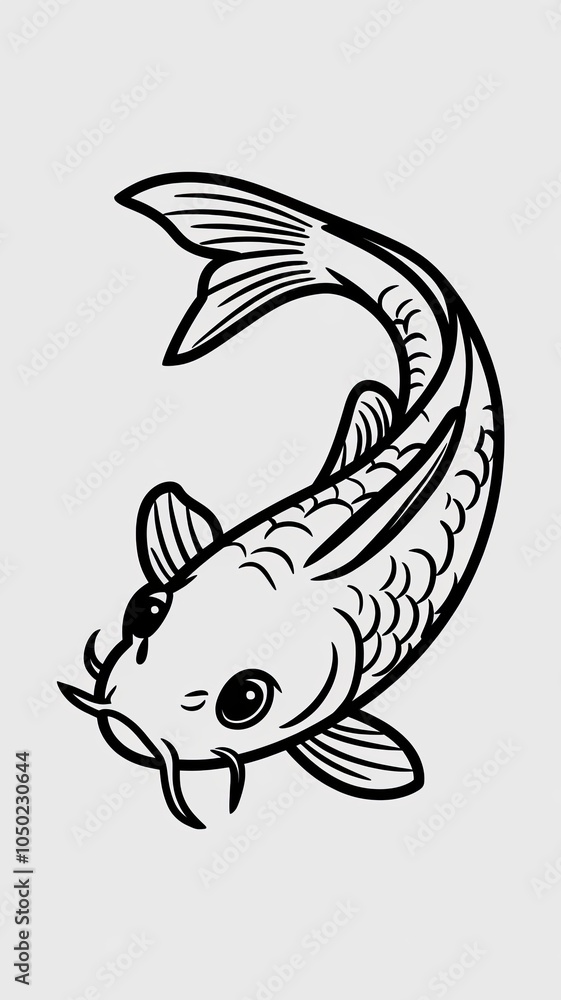 Cute Koi Fish Swimming Cartoon Vector illustration outline Generative AI
Cute Koi Fish Swimming Cartoon Vector illustration outline Generative AI