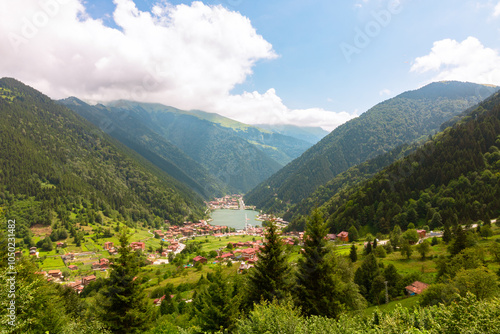 Wallpaper Mural Uzungol lake in Trabzon. Uzungol view from the hills in the summer Torontodigital.ca