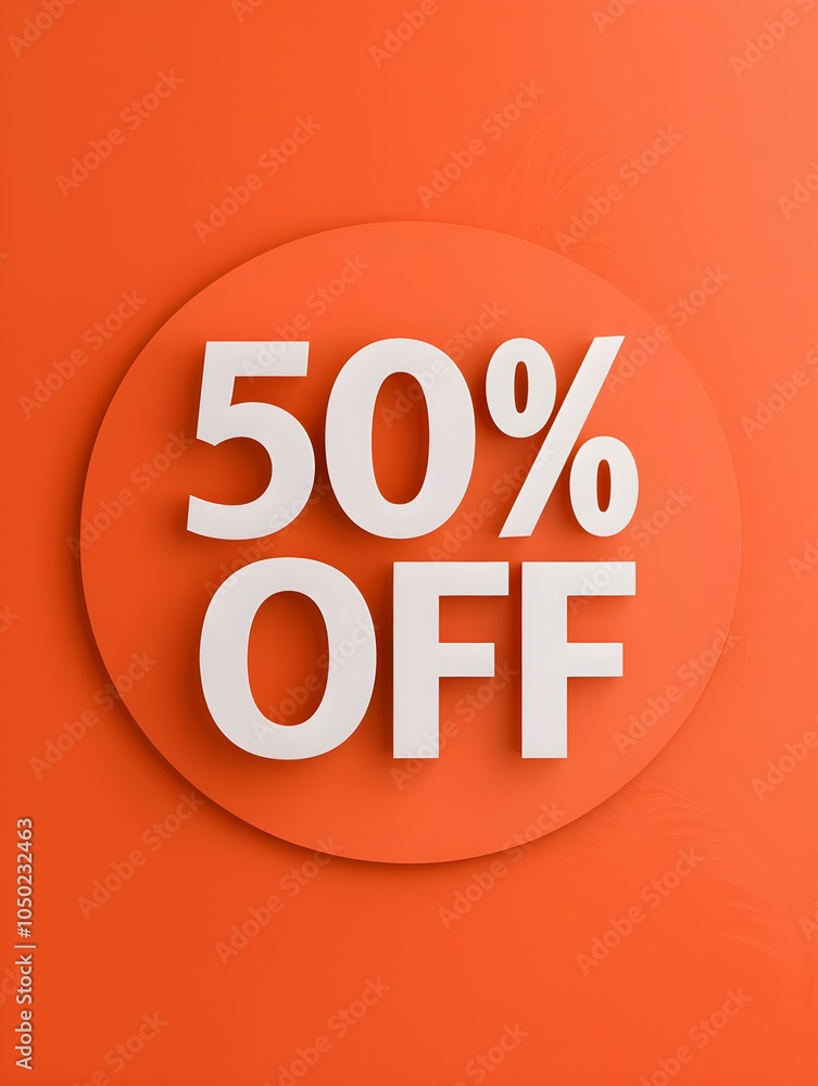 White '50% OFF' Promotional Sign on a Orange Background White '50% OFF' Promotional Sign on a Orange Background