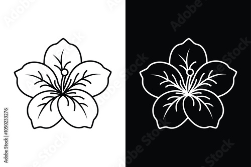 Hibiscus flowers Vector icon black lineout isolated on a white background.