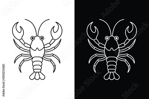 Lobster black lineout icon isolated on white background.
