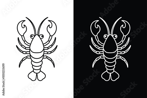 Lobster black lineout icon isolated on white background.