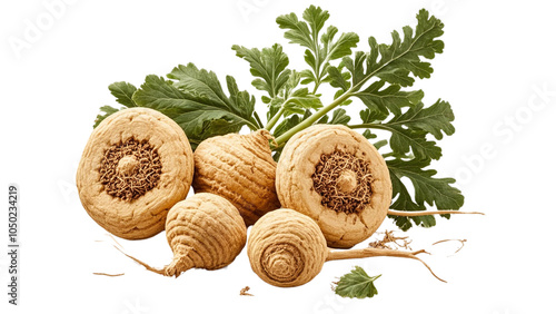 Maca herb on transparent White background PNG....