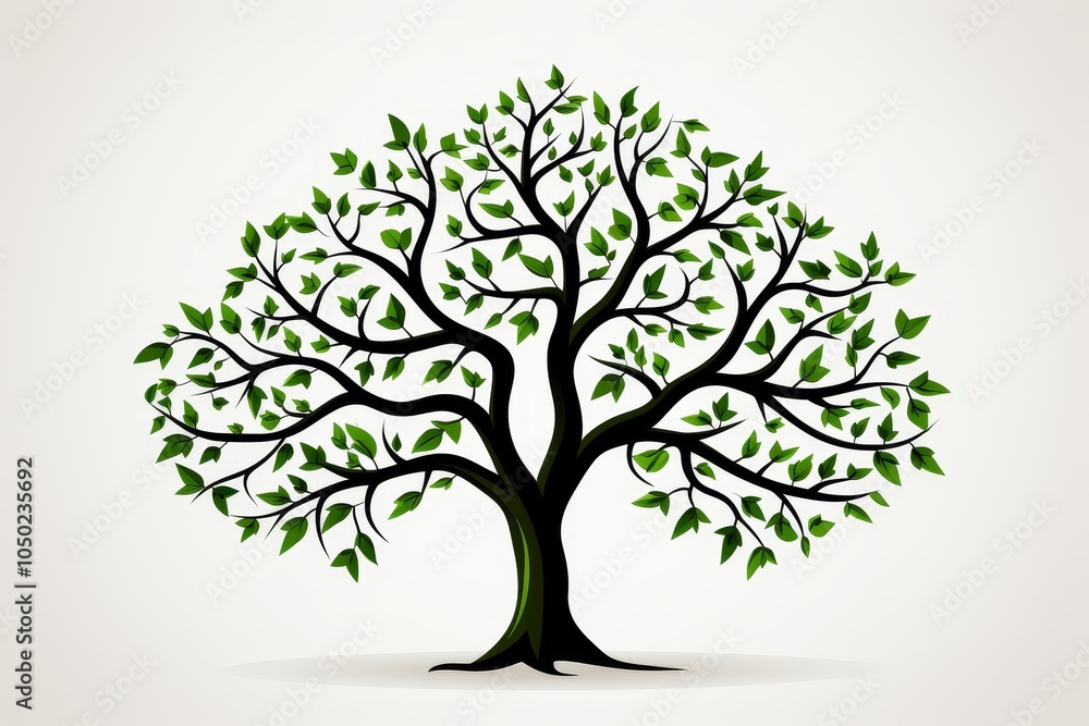Elegant minimalist emerald green tree silhouette with simple lines on a clean background Elegant minimalist emerald green tree silhouette with simple lines on a clean background