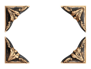 Collection set of golden corner ornaments isolated on transparent or white background, png