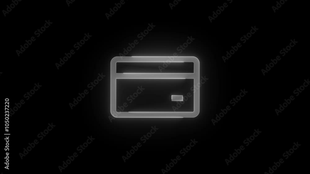Payment card stroke icon glowing neon animation