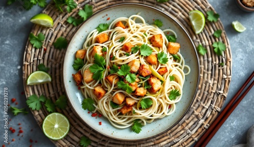 Shan Meeshay - Burmese Noodle Salad with Tofu and Fresh Herbs (Burmese Cuisine) photo