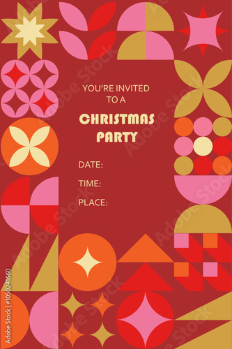 Modern abstract geometric christmas invitation card contemporary geometric christmas template