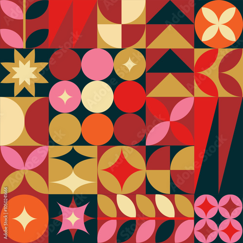 Modern abstract geometric pattern contemporary geometric christmas ornament