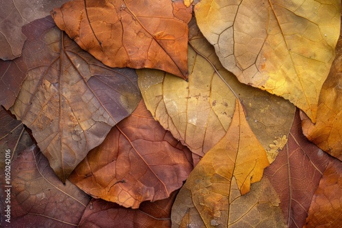 Wallpaper Mural Autumn Abstract with Overlapping Leaf Shapes in Muted Amber, Rust, and Golden Yellow for Seasonal Design Torontodigital.ca