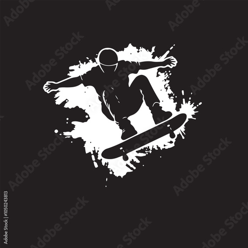 Silhouette of a Skateboarder mid-air, showcasing skill and style in an urban setting.