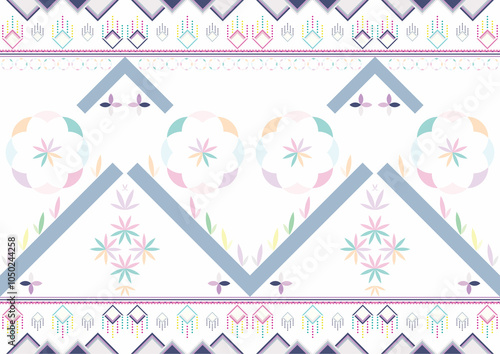 Pastel Aztec Tribal Pattern. Seamless Pastel Geometric Ethnic Pattern. Tribal Pattern. Ikat Pattern. Background Design. Carpet. Wallpaper. Clothing. Wrapping. Fabric.