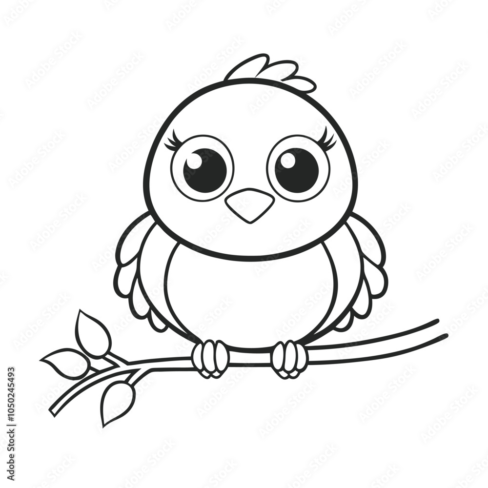 Cute Minimalist Bird Vector Illustration for Kids Content and Coloring Pages. Cute Minimalist Bird Vector Illustration for Kids Content and Coloring Pages.