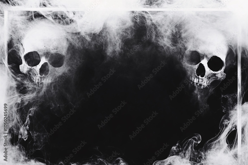 A haunting visual of ghostly skull faces emerging from fog, perfect for Halloween-themed designs. Evokes eerie feelings and festive spookiness. A haunting visual of ghostly skull faces emerging from fog, perfect for Halloween-themed designs. Evokes eerie feelings and festive spookiness.