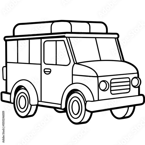 Simple Hotshot Truck for toddlers outline for coloring illustration