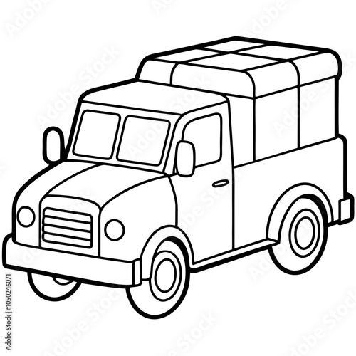 Simple Hotshot Truck for toddlers outline for coloring illustration