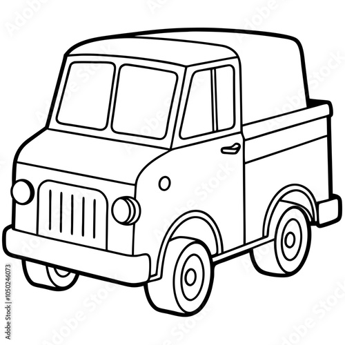 Simple Hotshot Truck for toddlers outline for coloring illustration