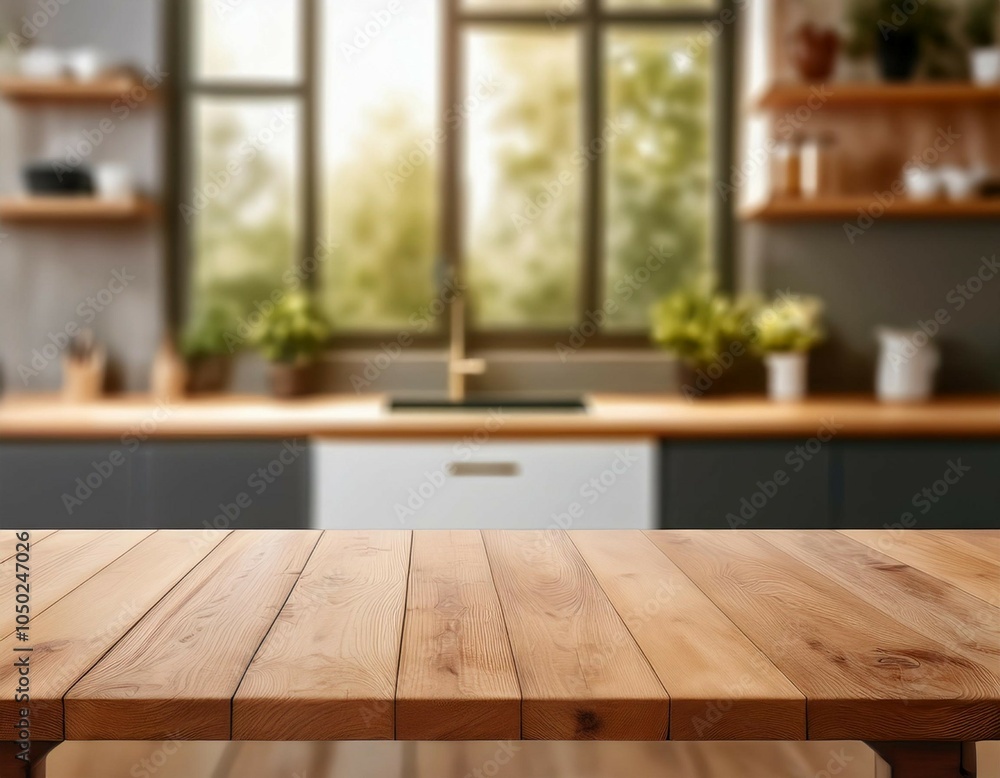 wooden table top with blurred modern home interior and empty space for products wooden table top with blurred modern home interior and empty space for products