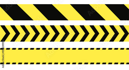 Set of black and yellow safety tape