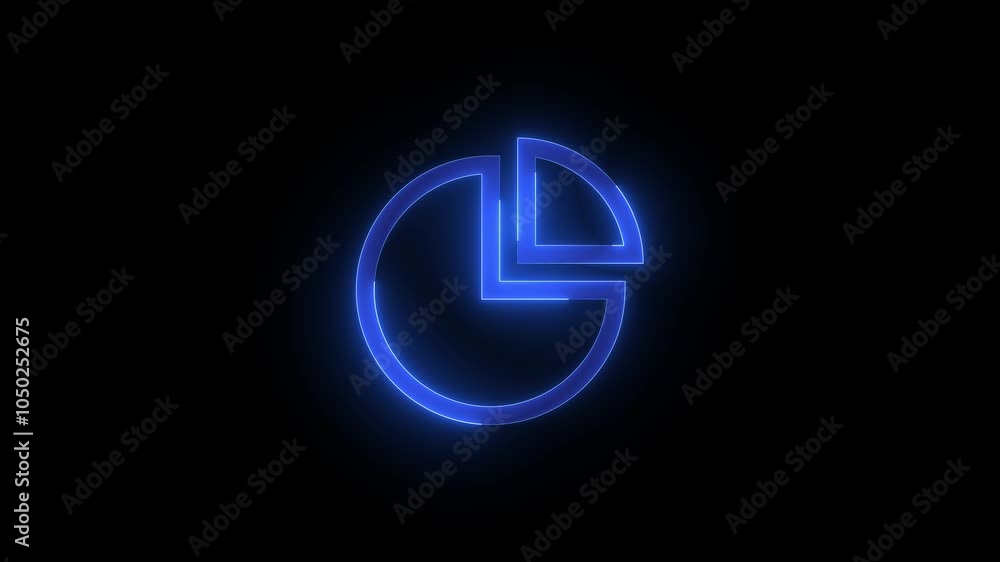 Pie single stroke icon glowing neon animation Pie single stroke icon glowing neon animation