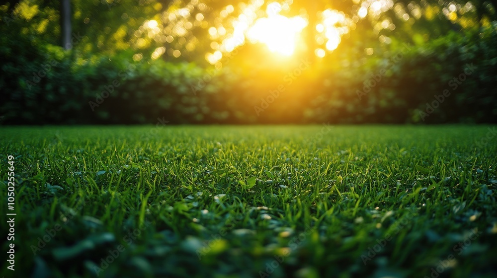 Naklejka premium Lush Jungle Landscape with Vibrant Sunlight